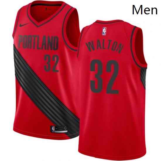 Mens Nike Portland Trail Blazers 32 Bill Walton Authentic Red Alternate NBA Jersey Statement Edition